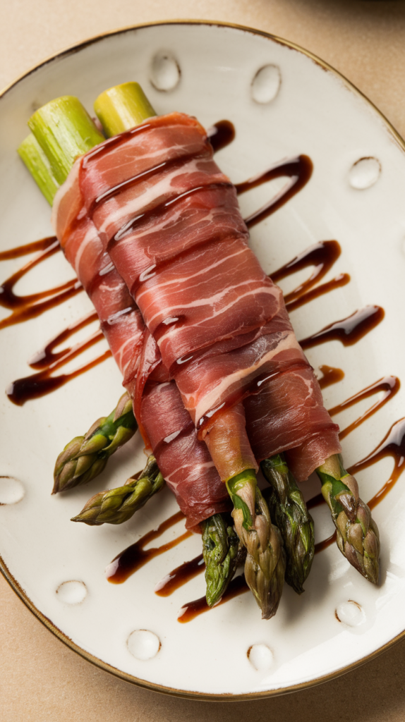 Prosciutto Wrapped Asparagus with Balsamic Glaze