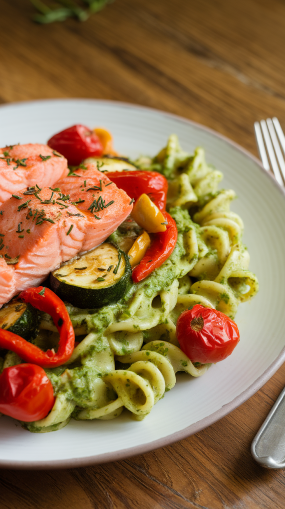 6 Salmon With Pesto Pasta Recipe 5 Roasted Vegetable and Salmon Pesto Pasta