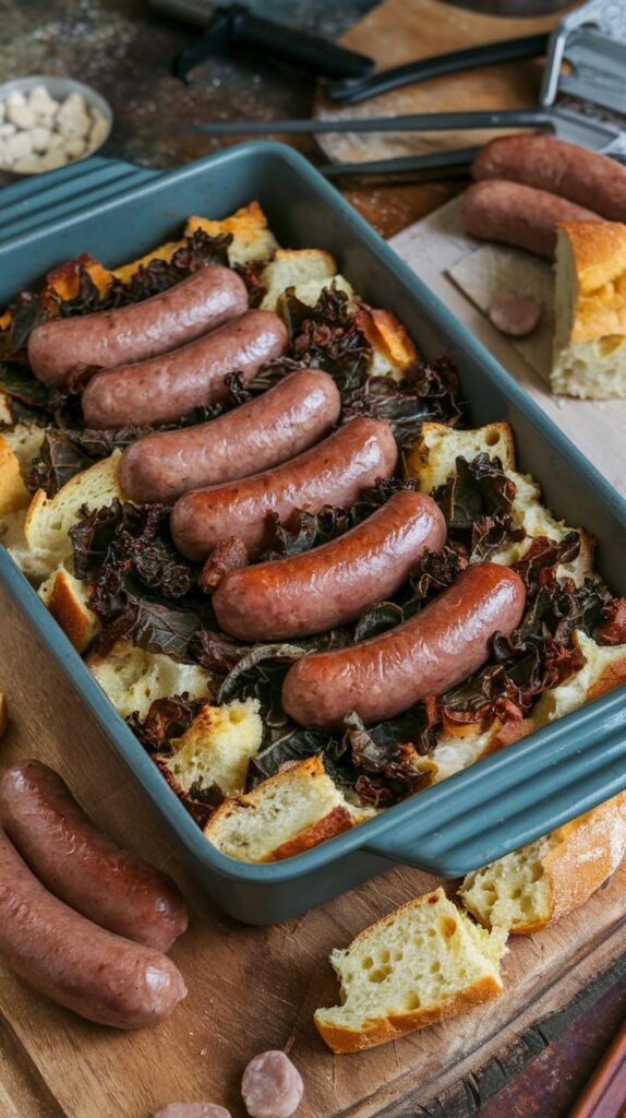 Sausage Kale and Bread Pudding Bake​