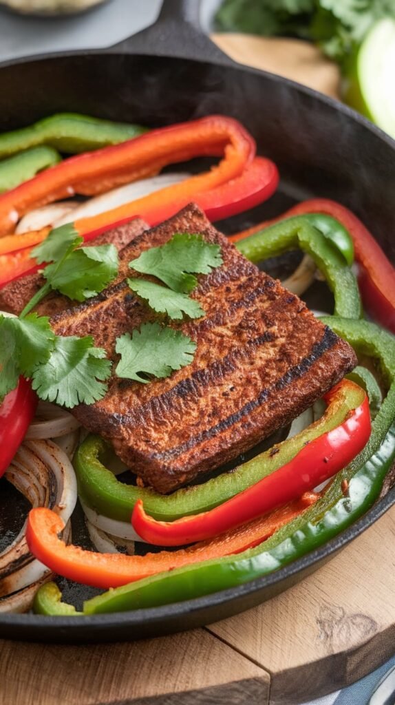 9 High-Protein Vegetarian Recipes for Muscle Gain (Zero Chicken) 3 Seitan Fajita Skillet with Charred Peppers