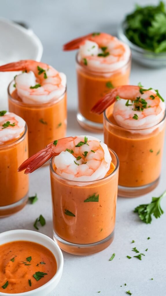 Shrimp Cocktail Shooters with Spicy Cocktail Sauce