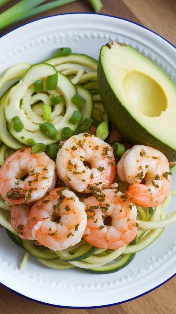 13 High-Protein Lunch Meal Prep Recipes for the Work Week 8 Shrimp and Avocado Zoodle Bowls