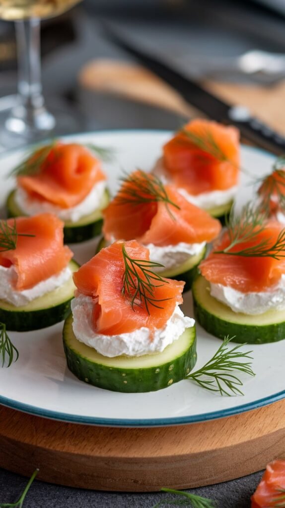 20 Gluten-Free Christmas Appetizers So Good Your Guests Won't Even Notice They're Missing the Gluten 3 Smoked Salmon Cucumber Rounds