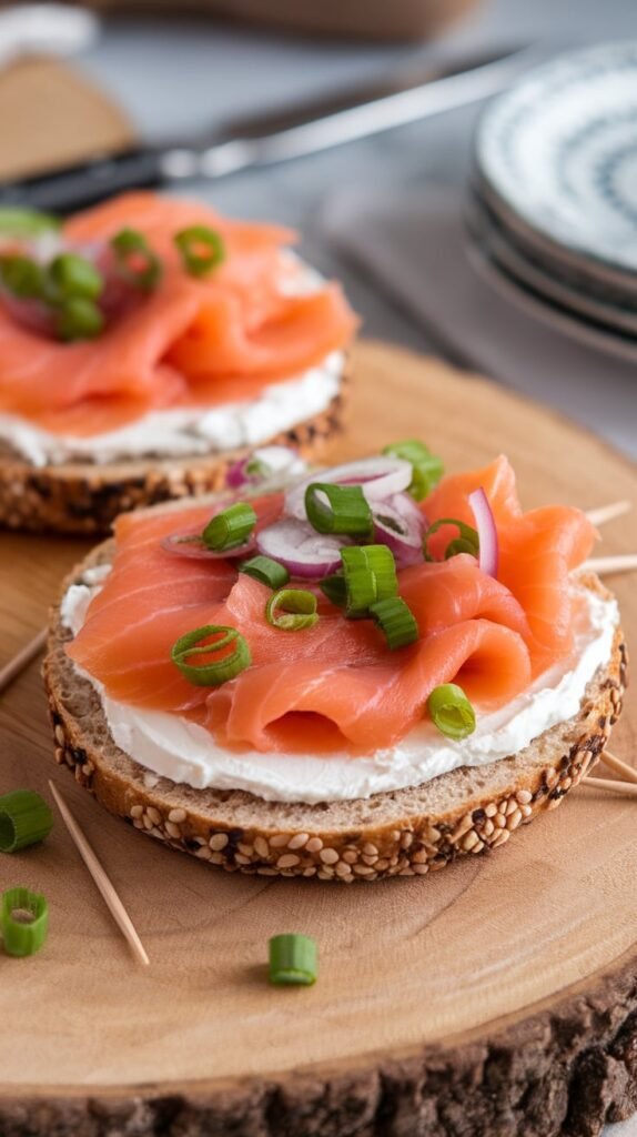Smoked Salmon and Cream Cheese Bagel Board