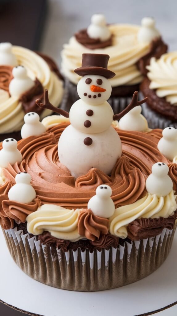 These 10 Snowman Christmas Cake Ideas Will Make You the Baking Star of the Holidays 2 Snowman Cupcake Cake Pull Apart