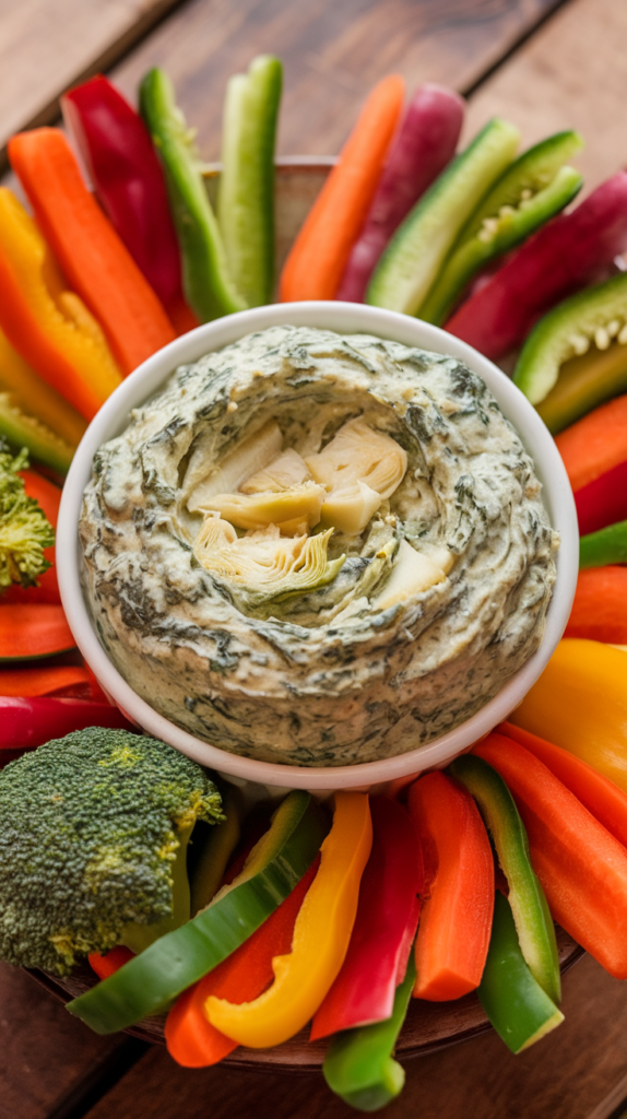 20 Gluten-Free Christmas Appetizers So Good Your Guests Won't Even Notice They're Missing the Gluten 11 Spinach and Artichoke Dip with Veggie Dippers