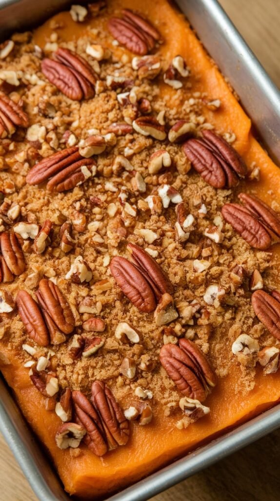 21 Magical Christmas Dinner Ideas for a Cozy Family Feast 8 Sweet Potato Casserole with Pecan Topping