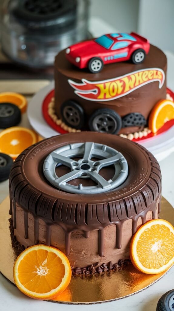 11 Hot Wheels Birthday Cake Ideas That'll Make You the MVP of Party Planning 8 Tire Cake with Chocolate Ganache