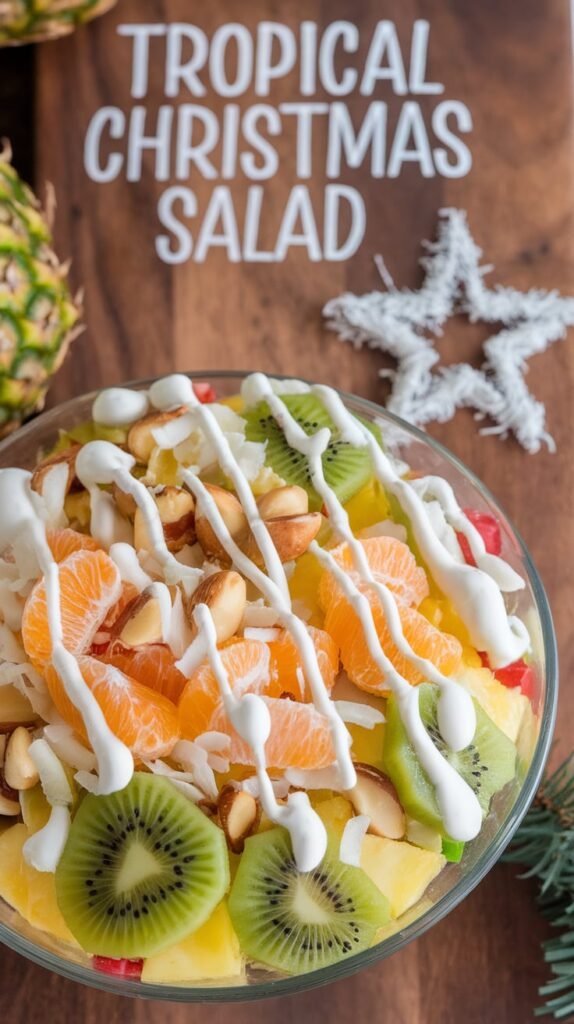 Tropical Christmas Salad with Coconut Cream