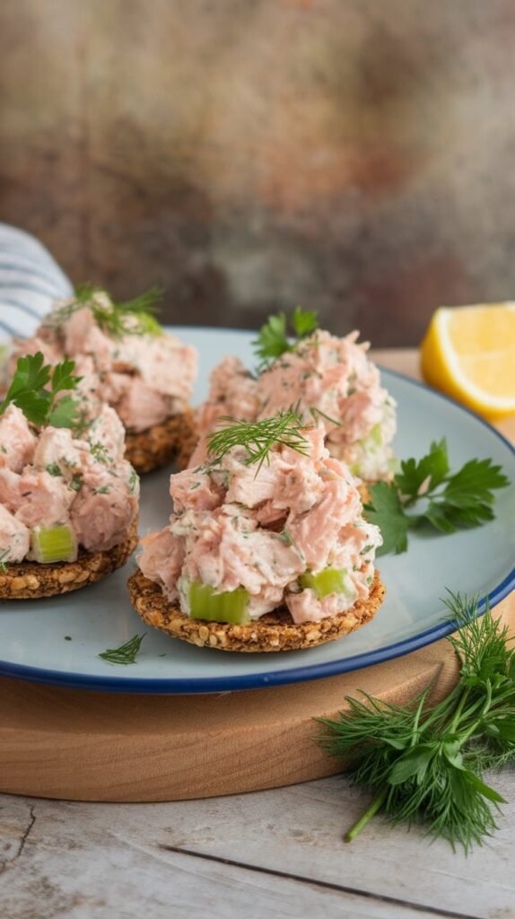 21 High-Protein, High-Fiber Snacks That'll Make You Forget You're Being Healthy 9 Tuna Salad on Whole Grain Crackers