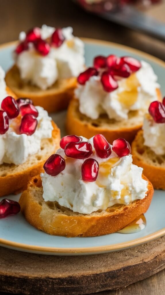 Whipped Feta and Honey Crostini with Pomegranate