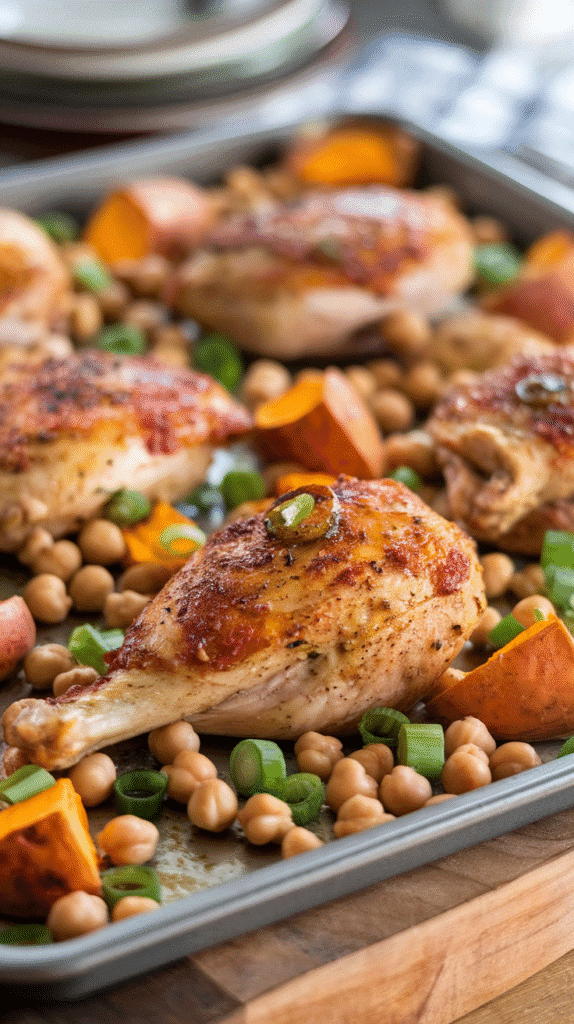 21 Healthy Winter Meals Your Family Will Actually Eat 6 a photo of a sheet pan with moroccan chi UsZJ5mCGQPyvdjEeeXyiWQ qjkYTTuuTY24B2H8ni8JnQ