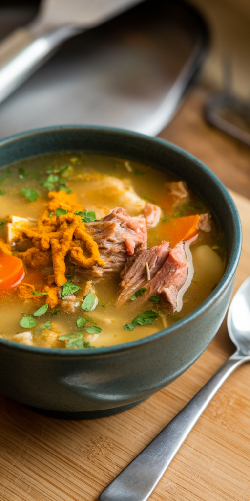 12 Gut-Healing Detox Foods That Fix Your Digestion in 7 Days 2 Bone Broth Soup with Turmeric Liquid Gold for Your Gut