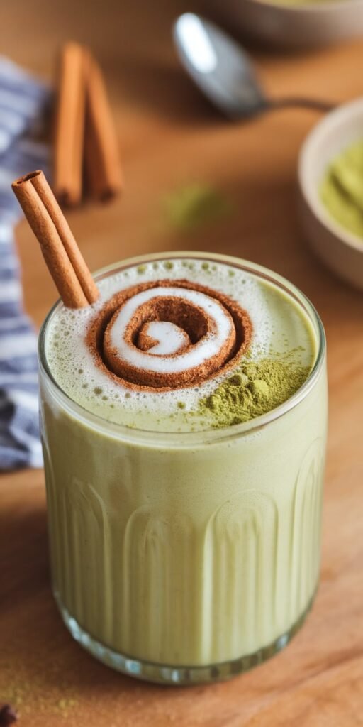 18 Creamy Matcha Smoothies for Breakfast Bliss 12 Cinnamon Roll Matcha Indulgence