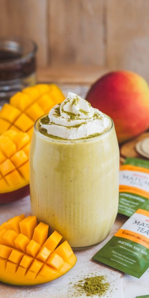 18 Creamy Matcha Smoothies for Breakfast Bliss 4 Mango Matcha Sunrise
