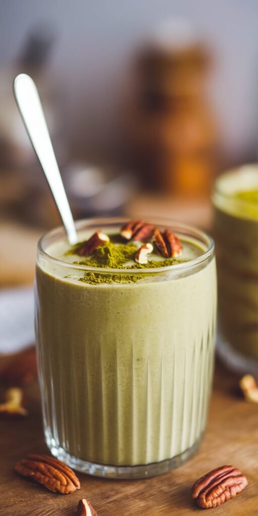 18 Creamy Matcha Smoothies for Breakfast Bliss 16 Maple Pecan Matcha Treat