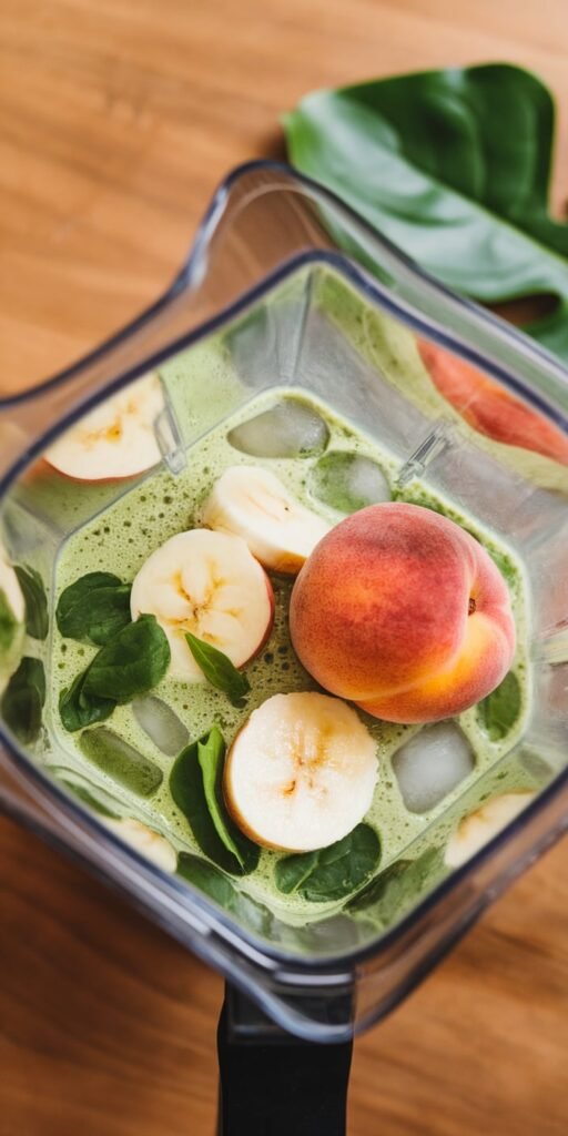 18 Creamy Matcha Smoothies for Breakfast Bliss 11 Peachy Green Matcha Heaven