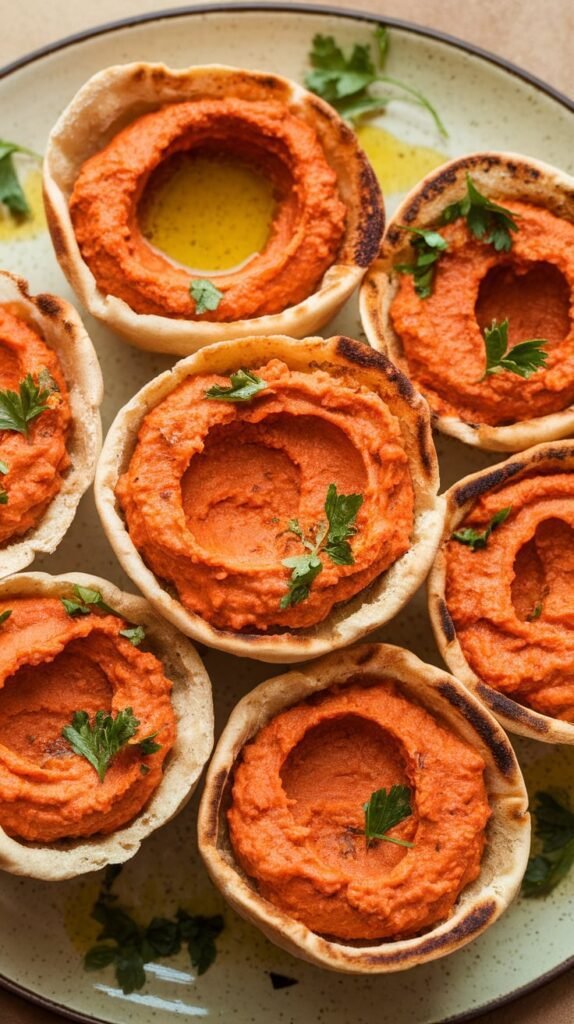 Roasted Red Pepper Hummus Cups