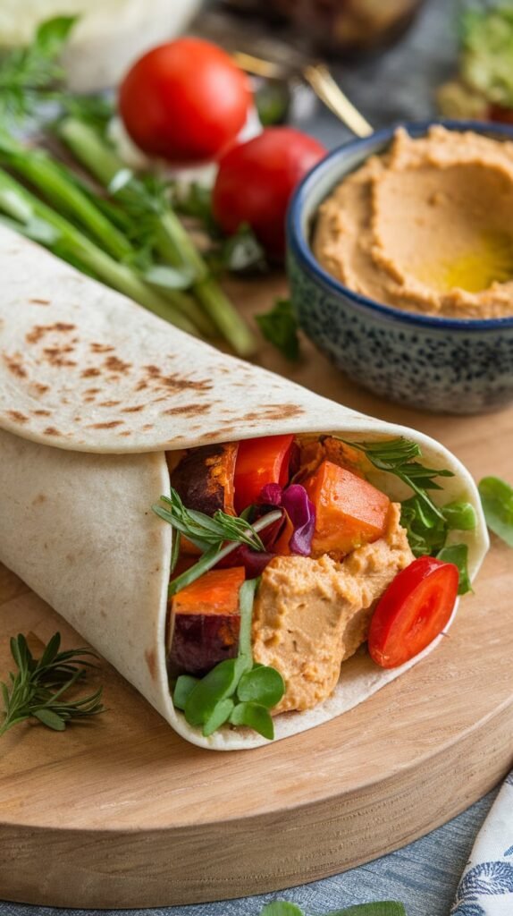 21 Daniel Fast Recipes So Good You'll Forget You're Technically Fasting 10 Roasted Vegetable and Hummus Wrap