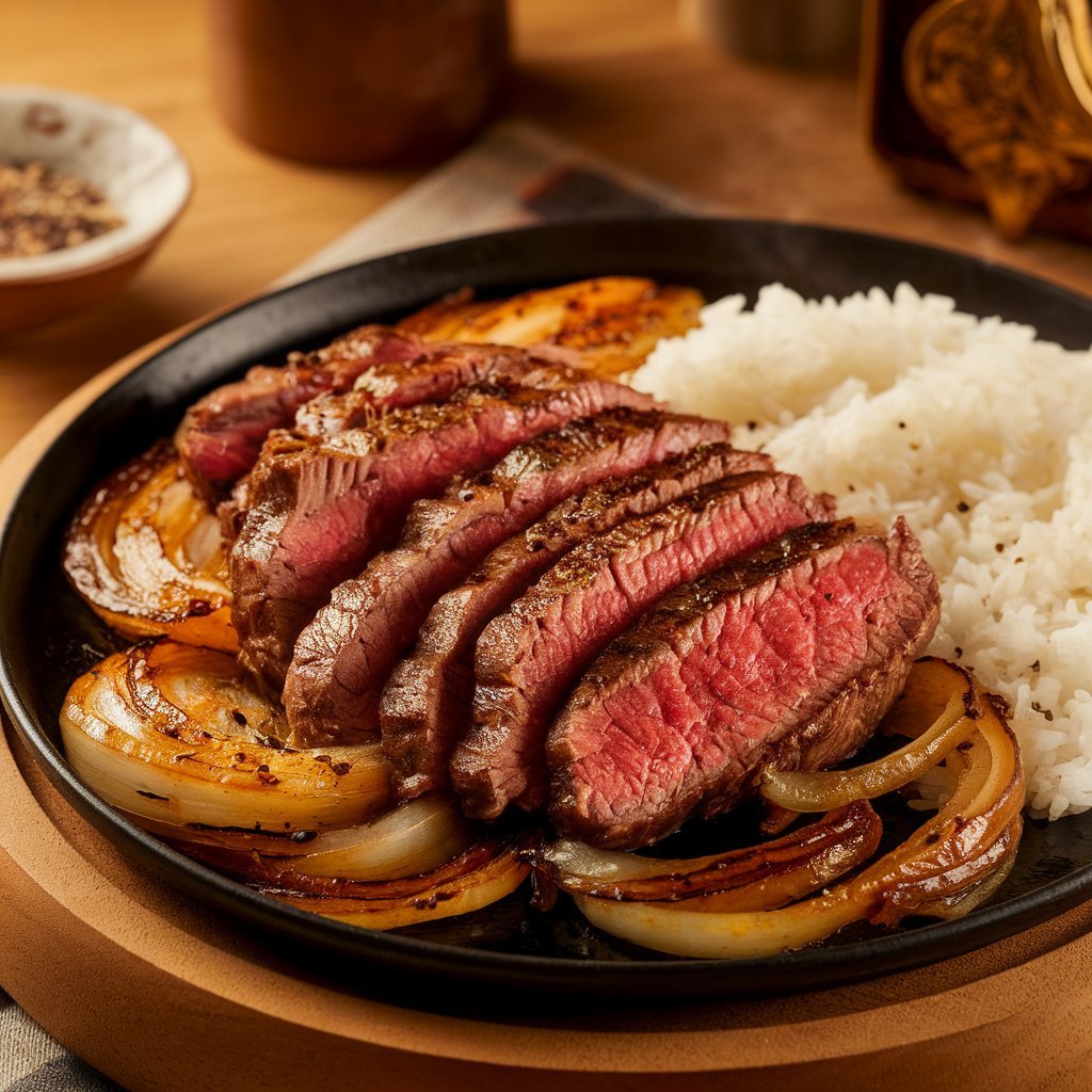 Sizzling Chinese Pepper steak and onions