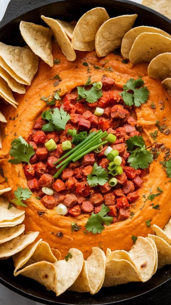 Spicy Rotel Sausage Dip with Tortilla Scoops 2 Spicy Rotel Sausage Dip with Tortilla Scoop