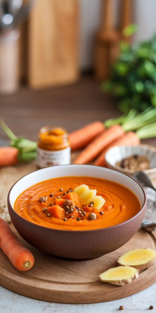 Warming Vegan Carrot Ginger Soup for Digestion 2 Vegan Carrot Ginger Soups