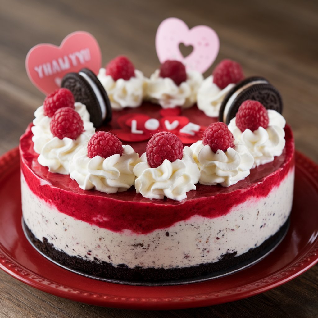 Easy No-Bake Valentine Cheesecake (Oreo Crust!)