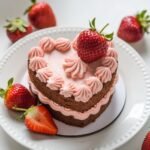 Mini Heart-Shaped Chocolate Cake with Strawberry Frosting
