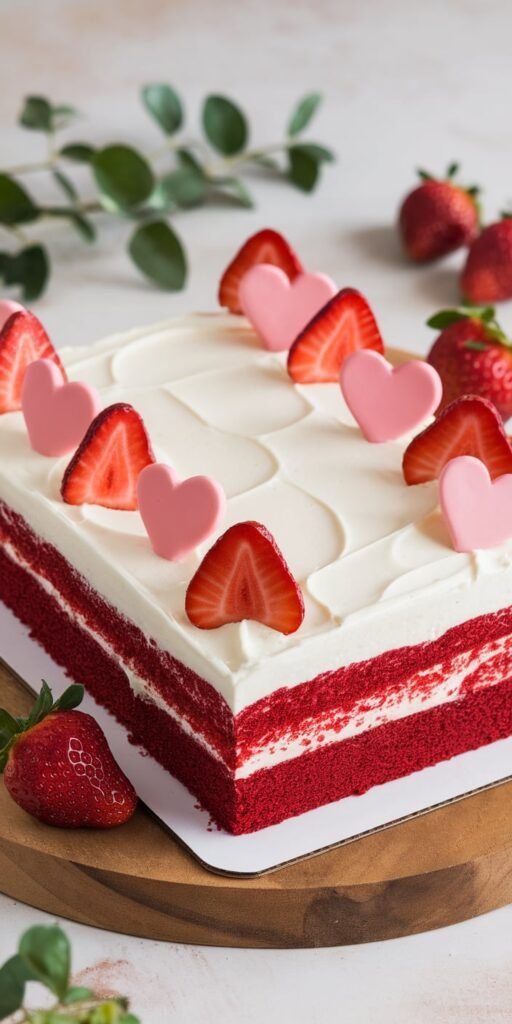 Moist Red Velvet Sheet Cake for Valentines Days