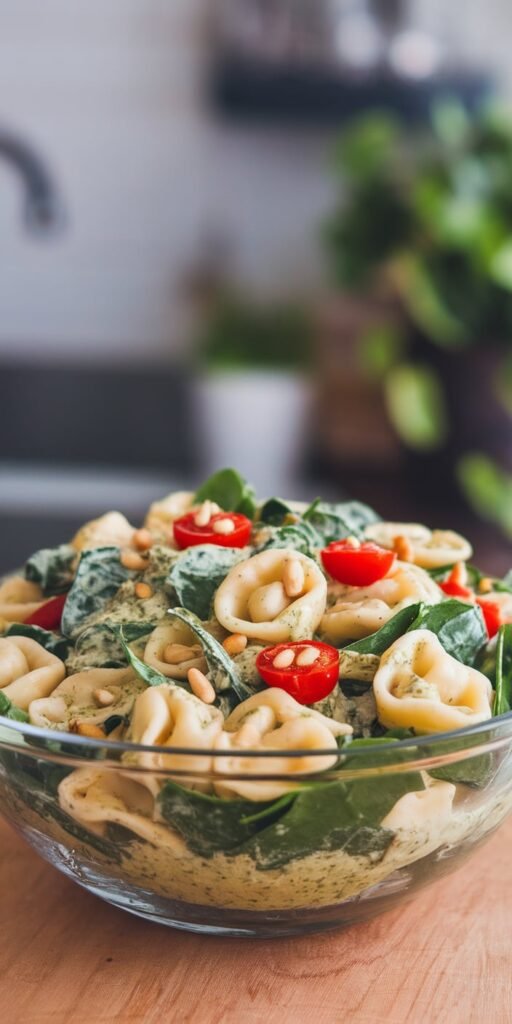 15 Cold Lunch Ideas for Work (No Reheating) 9 Pesto Tortellini Salad with Spinach