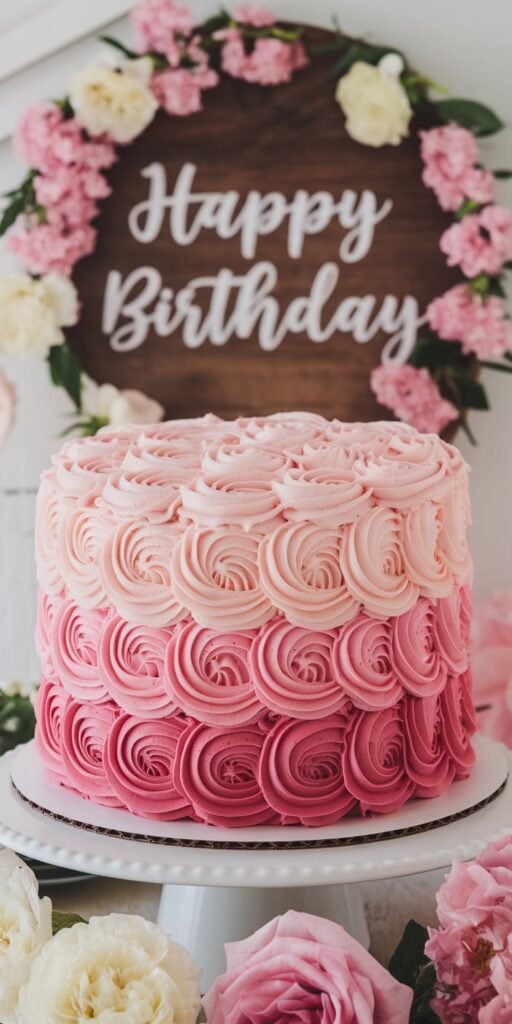 Pink Ombre Rosette Cake (Step-by-Step + Stunning!) 2 Pink Ombre Rosette Cakes
