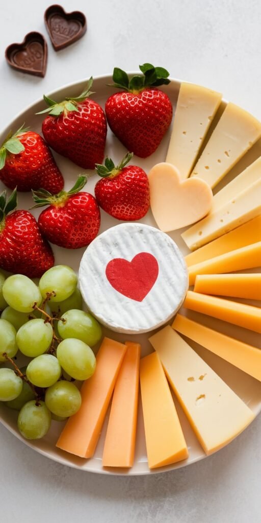 Valentines Day Fruit Cheese Plate