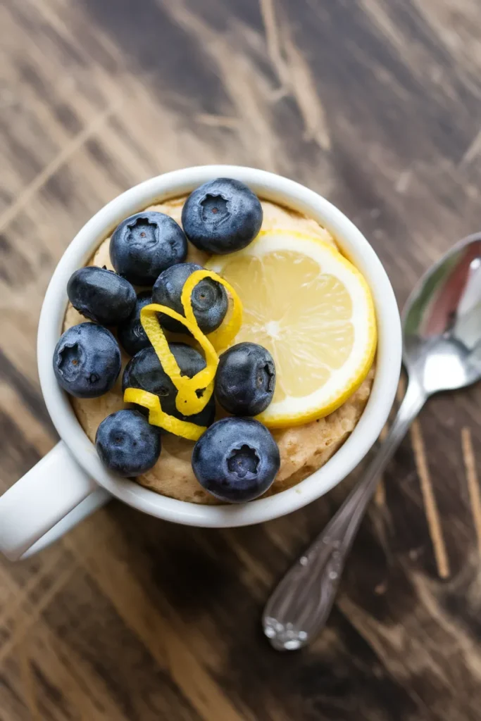 Blueberry Lemon Greek Yogurt Mug Cake