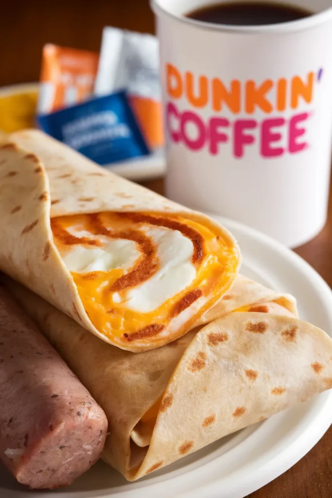 Dunkin Egg Cheese Wake Up Wrap with Turkey Sausage