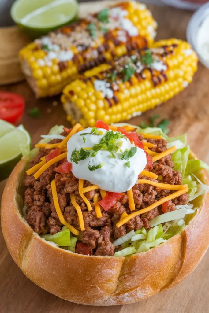 11 Healthy Taco Bowl Meal Prep Ideas That'll Make You Actually Look Forward to Lunch All Week 6 Ground Beef Taco Bowl with Street Corn