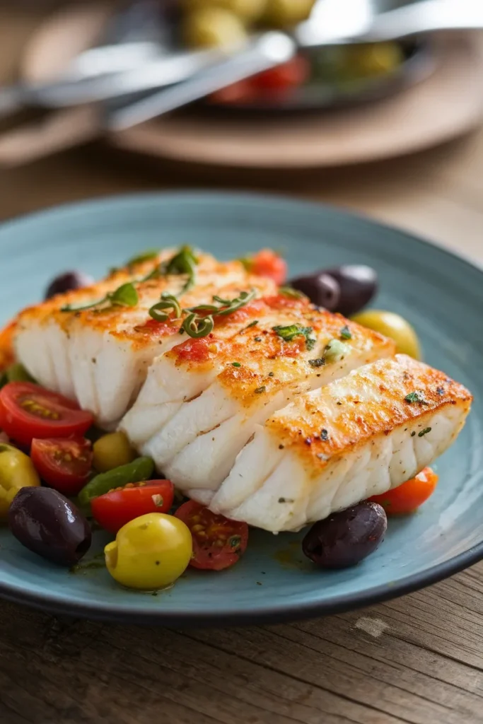 12 Pan Seared Cod Fish Recipes That'll Make You Forget Takeout Even Exists 4 Mediterranean Pan Seared Cod with Tomatoes and Olives