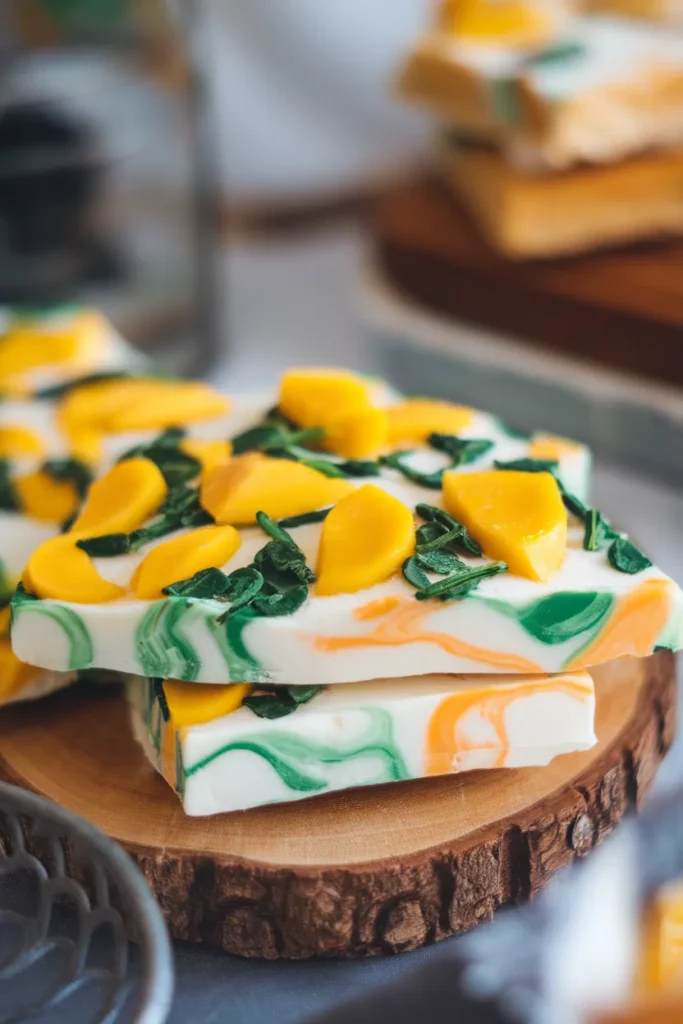 Spinach Mango Frozen Yogurt Bark