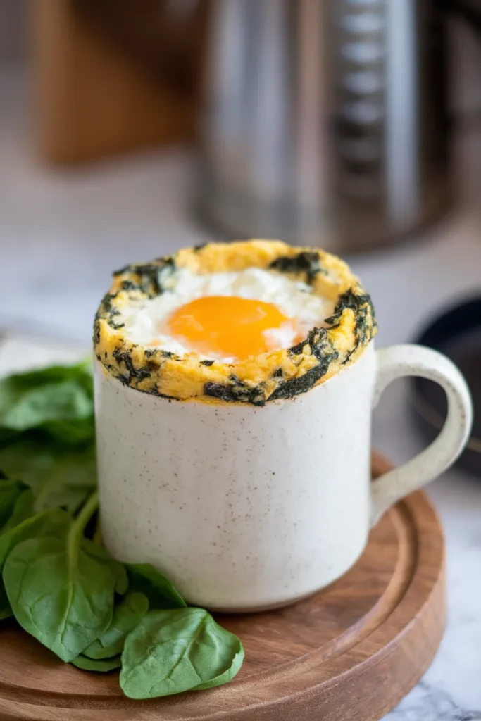Spinach and Feta Savory Egg Mug Cake